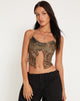 immagine di Shaman Halterneck Butterfly Top in marrone ghepardo