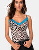 Immagine di Sheyla Top in rete ghepardo con pizzo blu