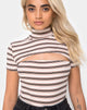 Immagine di Shidi Cutout Bodice in Rib Stripe Cream Nero e Tan