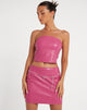Top corsetto Dena in rosa caldo PU