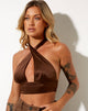 Immagine di Silta Crop Top in raso cioccolato