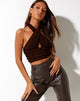 Immagine di Silta Crop Top in Bubble Jersey Marrone