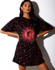 Immagine della t-shirt Sunny Kiss in nero e rosso Cosmos