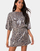 Immagine di Sunny Kiss Tee oversize in leopardo con paillettes trasparenti