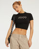 immagine di Surtila Crop Top in nero 2000 Hotfix Diamante
