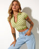 Immagine di Tamma Crop Top a scacchiera all'uncinetto verde e crema