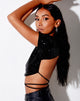 Immagine di Tasya Crop Top in Drape Sequin Nero
