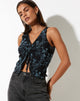 immagine di Tazuma Crop Top in Butterfly Vine Flock Blu