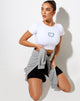 Immagine di Tindy Crop Top con catena bianca Rose Love Blue Embro