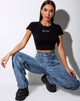 Immagine di Tiney Crop Tee in nero Gemini Diamante