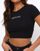 Immagine di Tiney Crop Top Tee in Black Capricorn Diamante by Motel