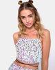 Immagine di Truman Crop Top in scaglia di pesce con paillettes iridescenti, nero e perla
