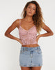 immagine di Yenko Crop Top in pizzo rosa