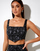 Immagine di Zana Corset Top in Cherubino Barocco Nero e Grigio