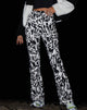 Immagine di Zoven: pantalone svasato in stile gotico avvolto, grande, bianco e nero.