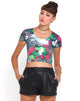 Immagine di Motel Tabby Crop in rosa con stampa floreale del Sud