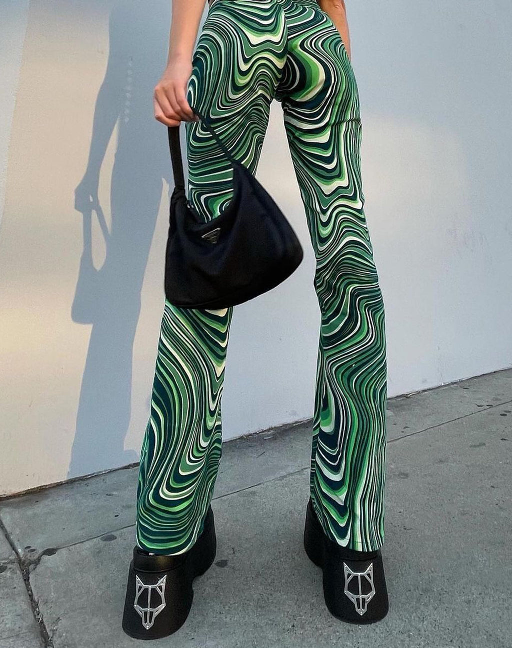 Pantaloni Coban in verde ondulato anni '70