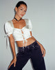 Immagine di Sanura Tie Up Crop Top in raso avorio