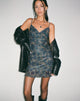 immagine di Dammy, miniabito a rete in paisley blu tono su tono