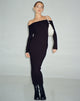 immagine di Jesuita Bardot Knitted Midi Dress in nero