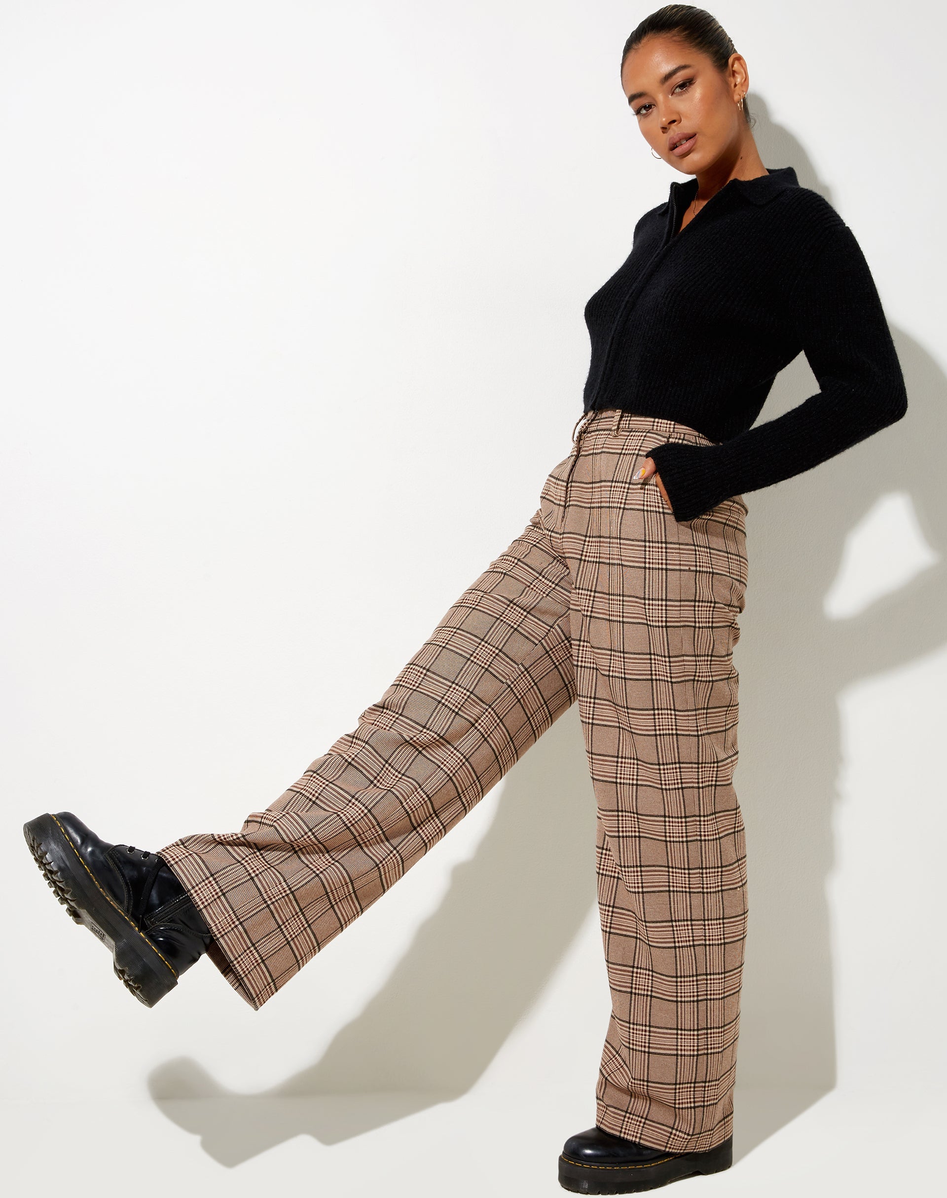 Immagine di Abba Pantaloni in Check Brown