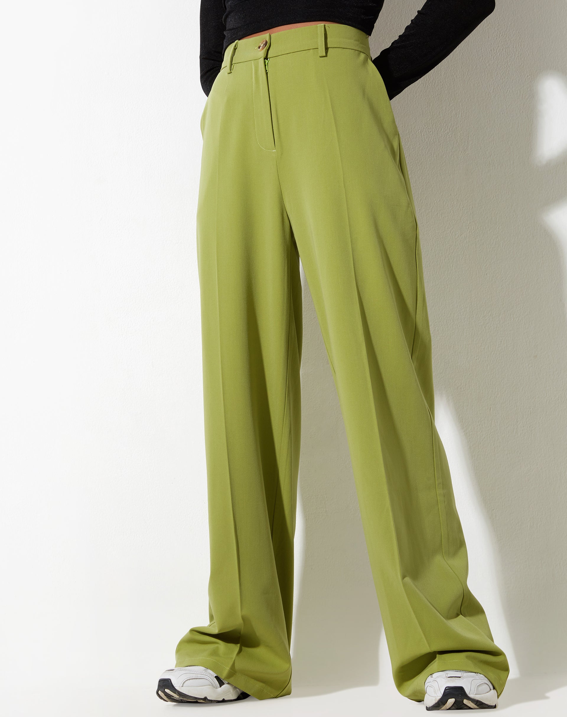 immagine di Abba Pantaloni a gamba dritta in verde mela sartoriale