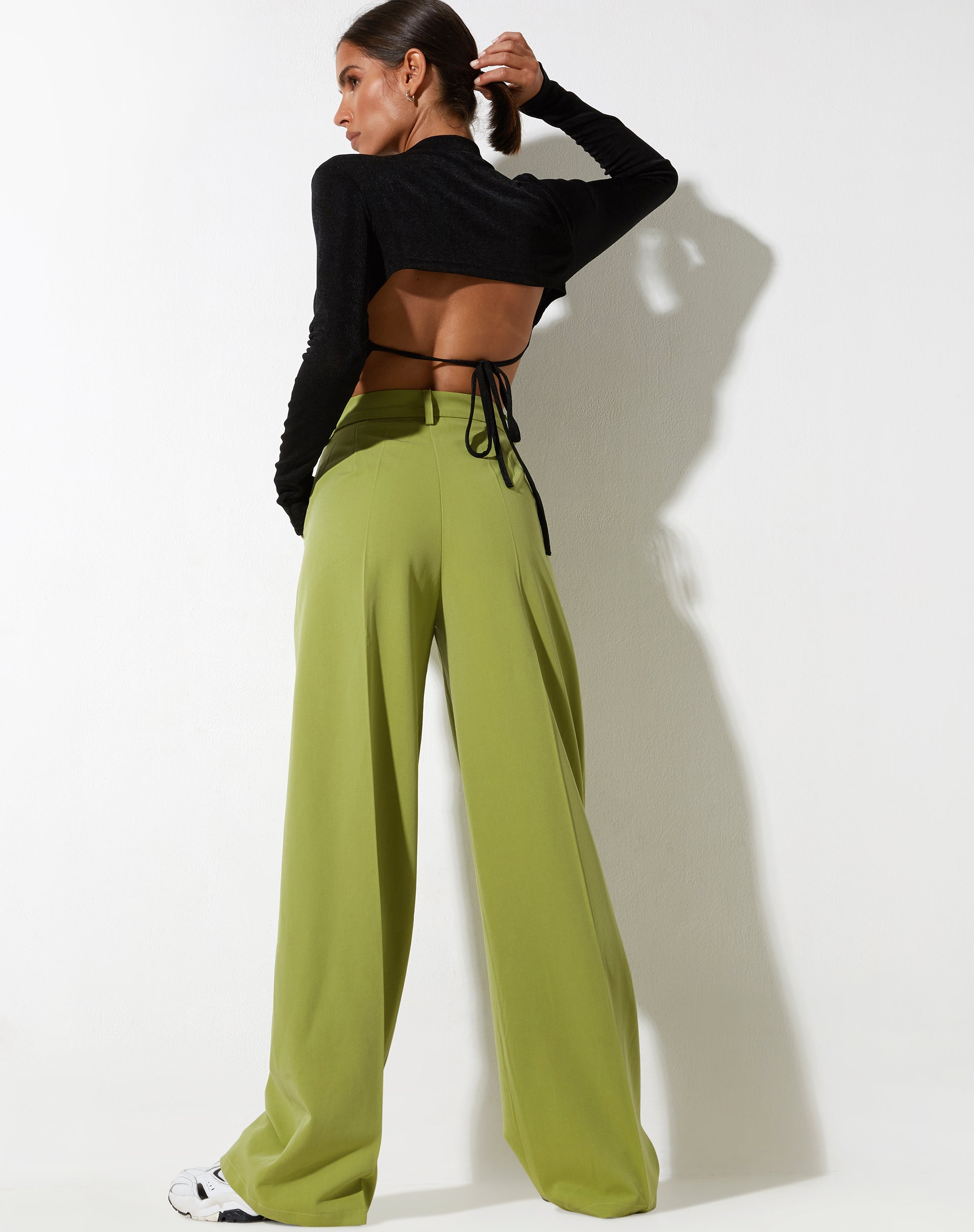 immagine di Abba Pantaloni a gamba dritta in verde mela sartoriale
