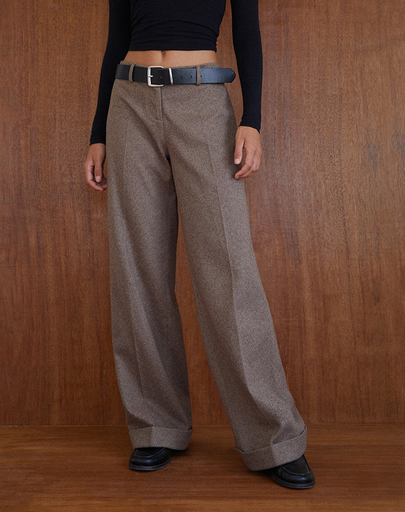Immagine di Abdel Pantalone sartoriale in finta lana in noce