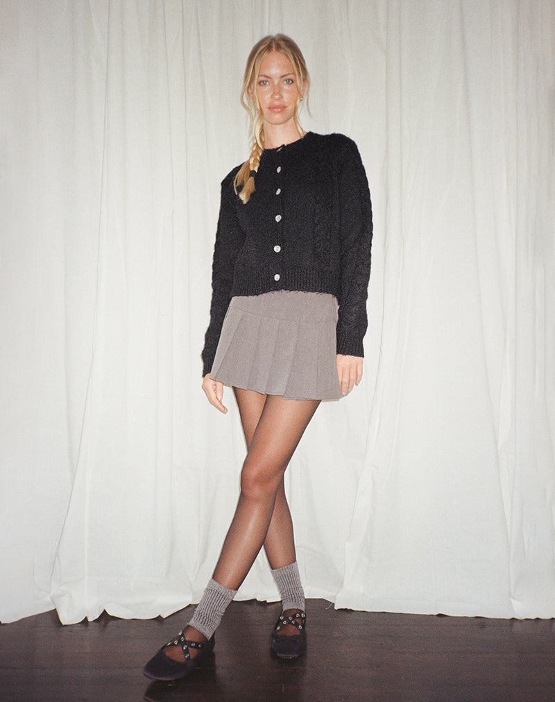 Immagine di Abelia, cardigan in maglia a cavi in nero