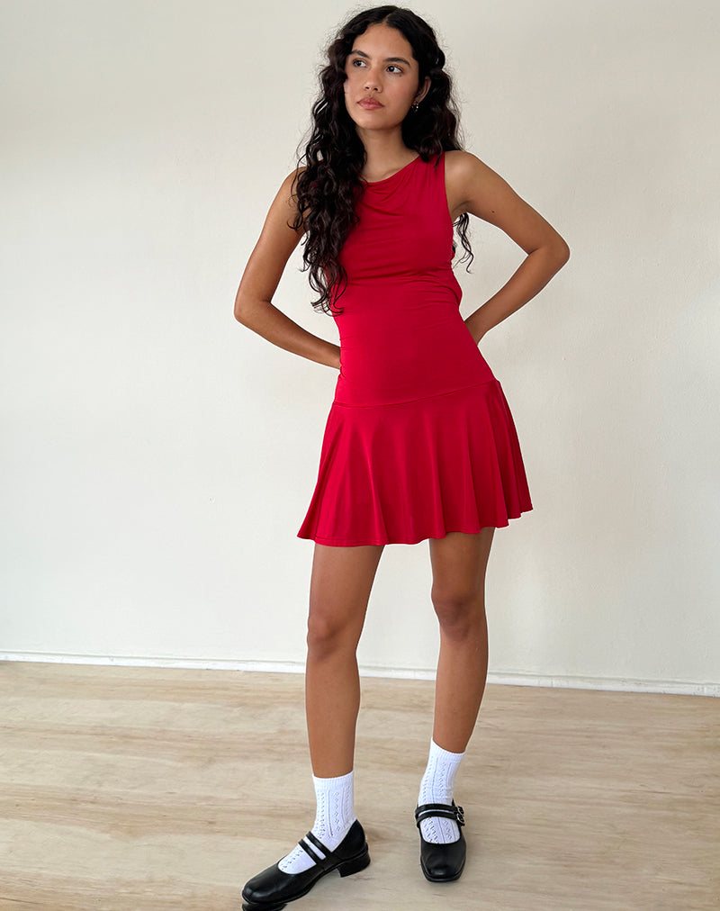Immagine di Abreille - Mini abito aperto sul retro in rosso lucido