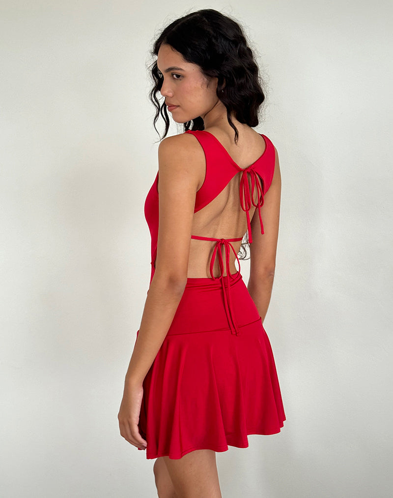 Immagine di Abreille - Mini abito aperto sul retro in rosso lucido