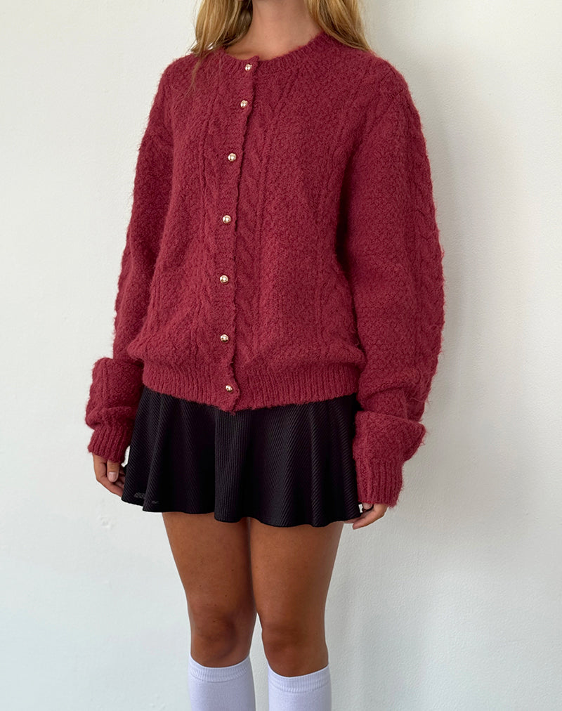 Cardigan Aceso in maglia a spazzole bordeaux