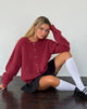 Immagine del cardigan Aceso in maglia a spazzola borgogna