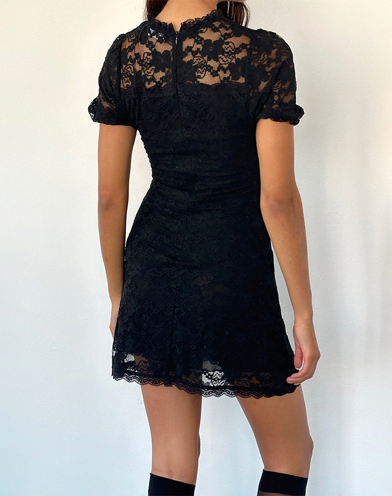 Immagine di Adele Mini Tea Dress in pizzo nero Jasmine