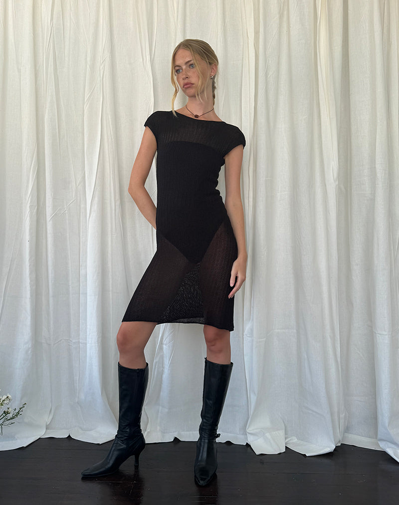 Immagine di Adeline Midi Dress in maglia a coste larghe Nero