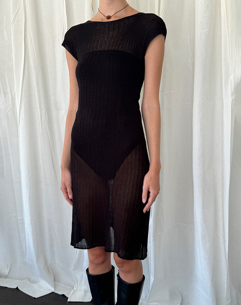 Immagine di Adeline Midi Dress in maglia a coste larghe Nero