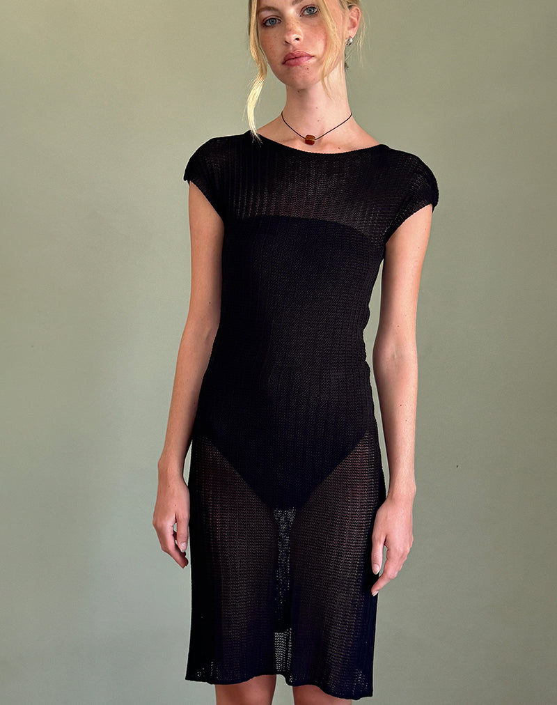 Vestito midi Adeline in maglia a coste larghe nero