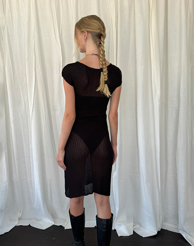 Immagine di Adeline Midi Dress in maglia a coste larghe Nero