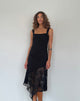 Immagine di Adeliza Vestito midi asimmetrico in pizzo floreale Jet Black