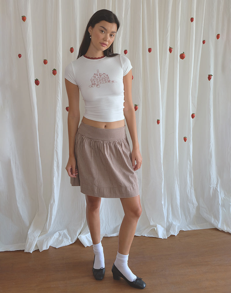 Gonna Adinda in Mini Gingham Marrone