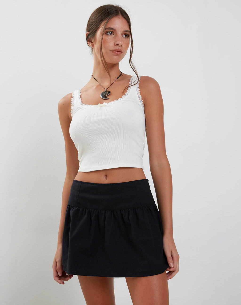 Minigonna Adini in dobby nero