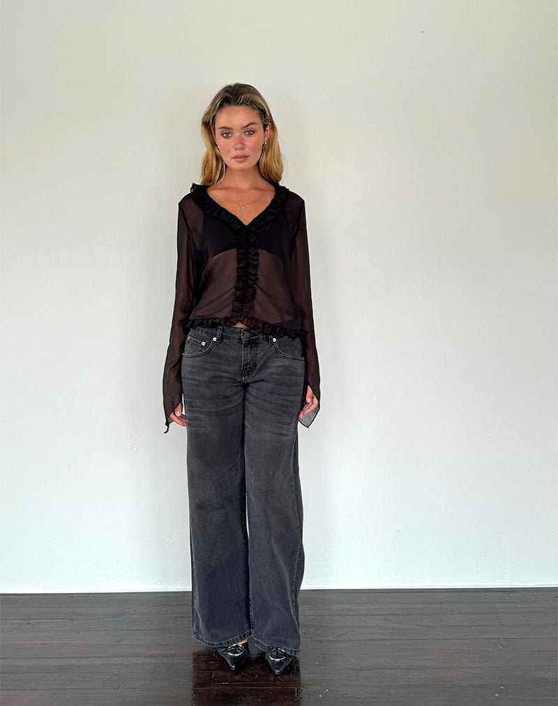 Immagine di Adriana Top con volant in chiffon nero