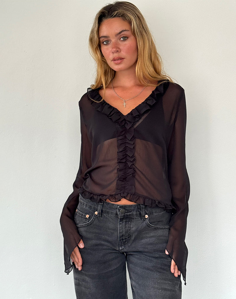 Immagine di Adriana Top con volant in chiffon nero