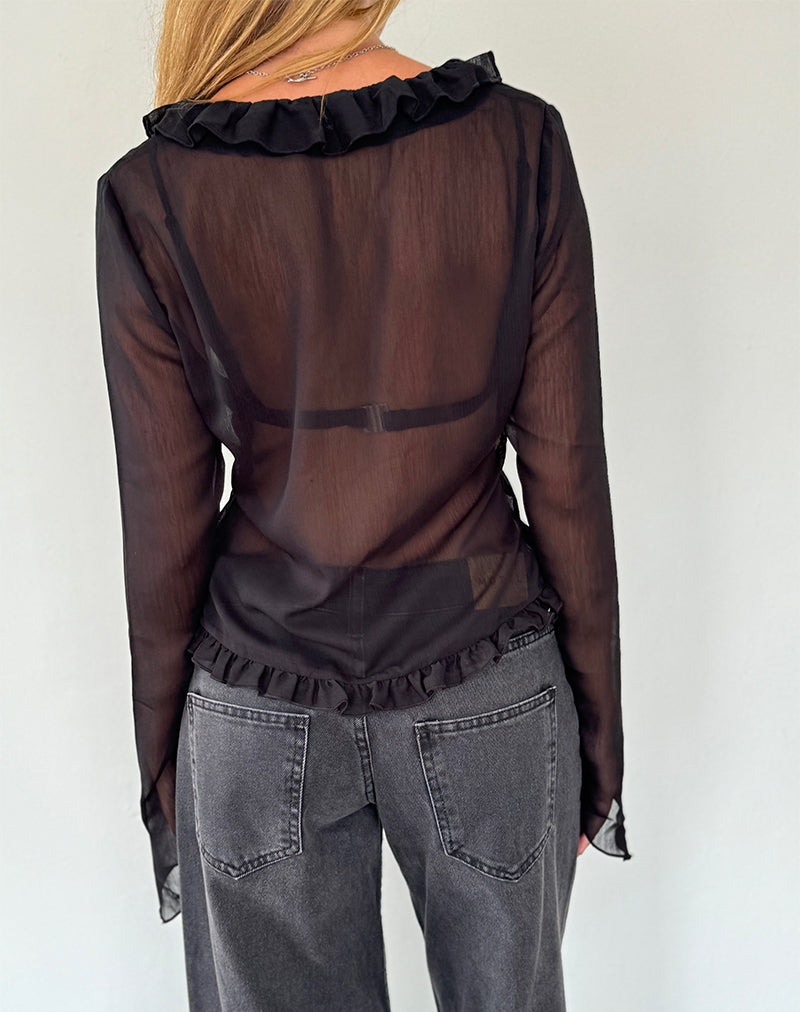 Immagine di Adriana Top con volant in chiffon nero