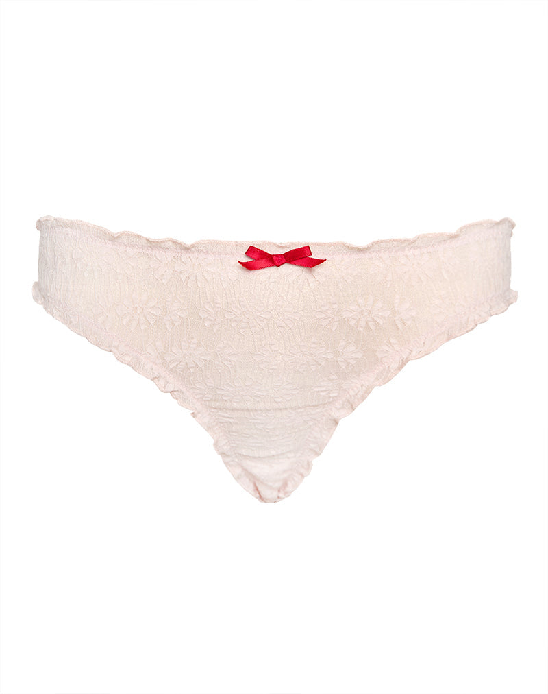 Immagine di Adrienne Perizoma in rosa baby con pizzo rosso e fiocco