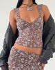 Immagine di Aerin Top a rete con manica a cappuccio in flock botanico Dark Taupe