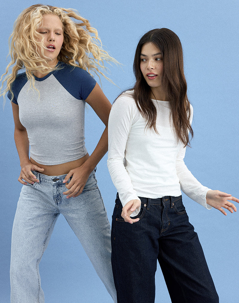 Immagine della maglietta Agneta nella combinazione grigio melange e blu navy