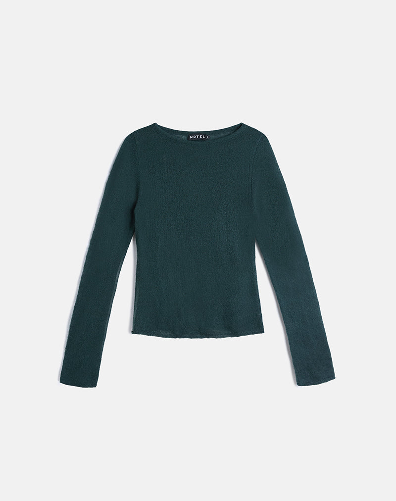 Immagine di Aika Top in maglia trasparente verde scuro
