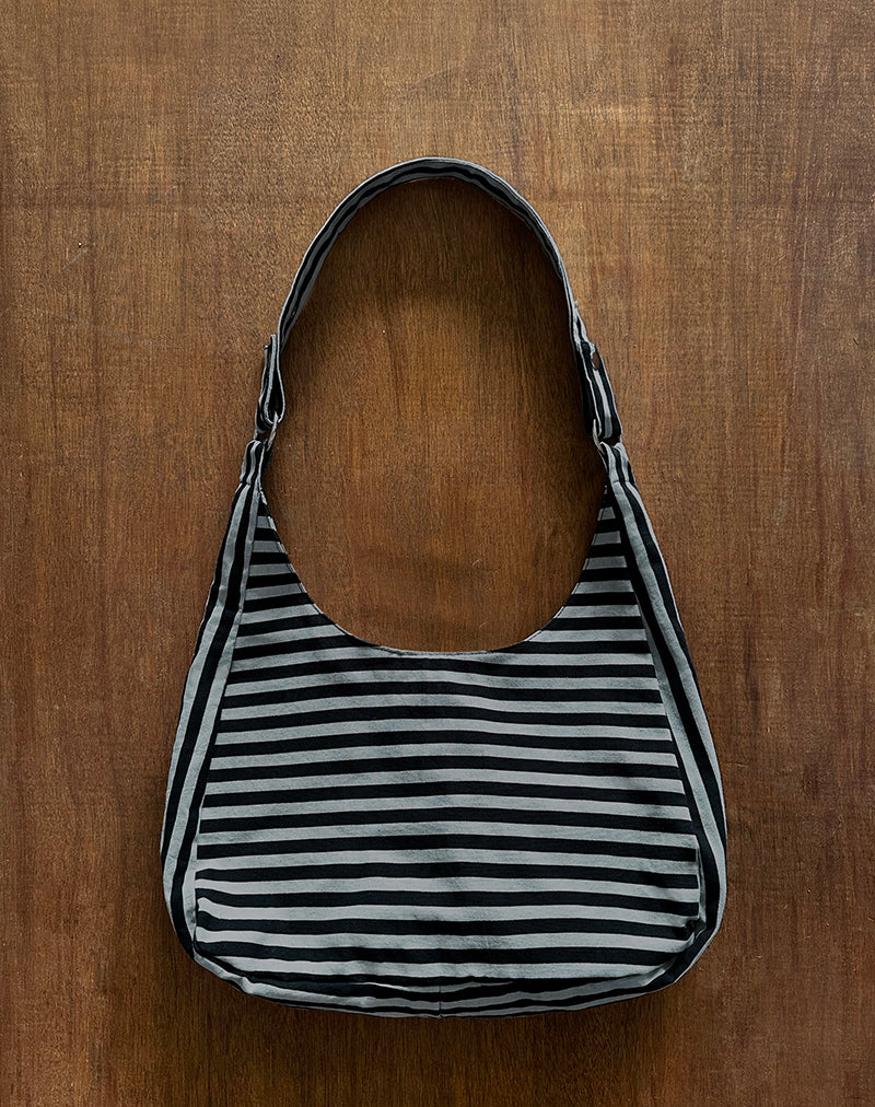Borsa Aimi a righe grigie e nere