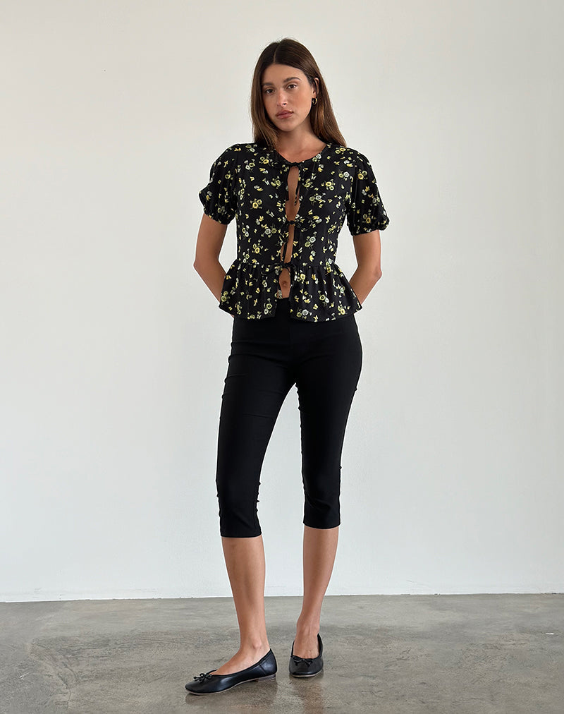 Immagine della blusa Ajasi in nero limone e lime